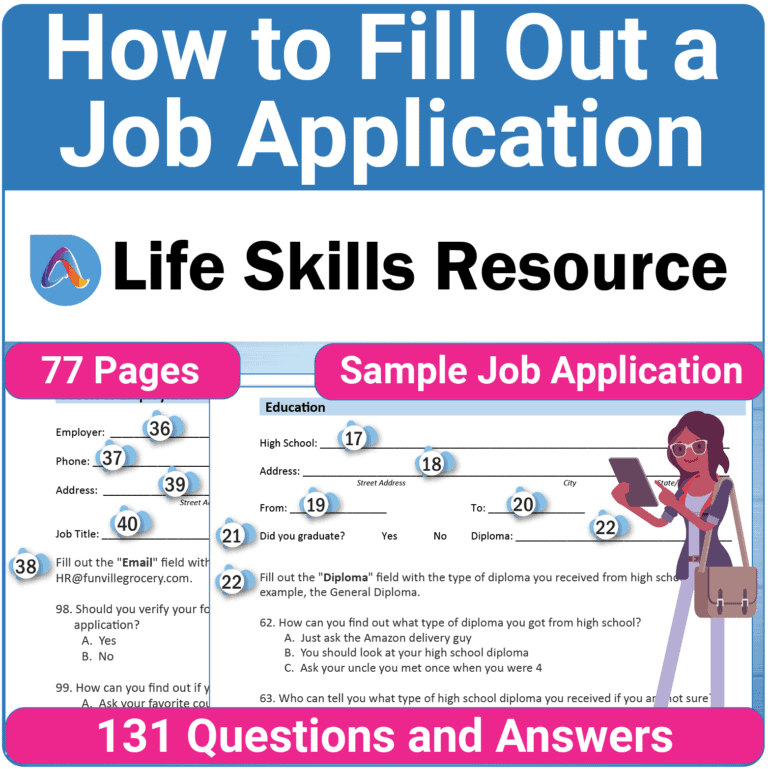 Career Readiness SPED No-Prep Activity - How to Fill Out a Job Application