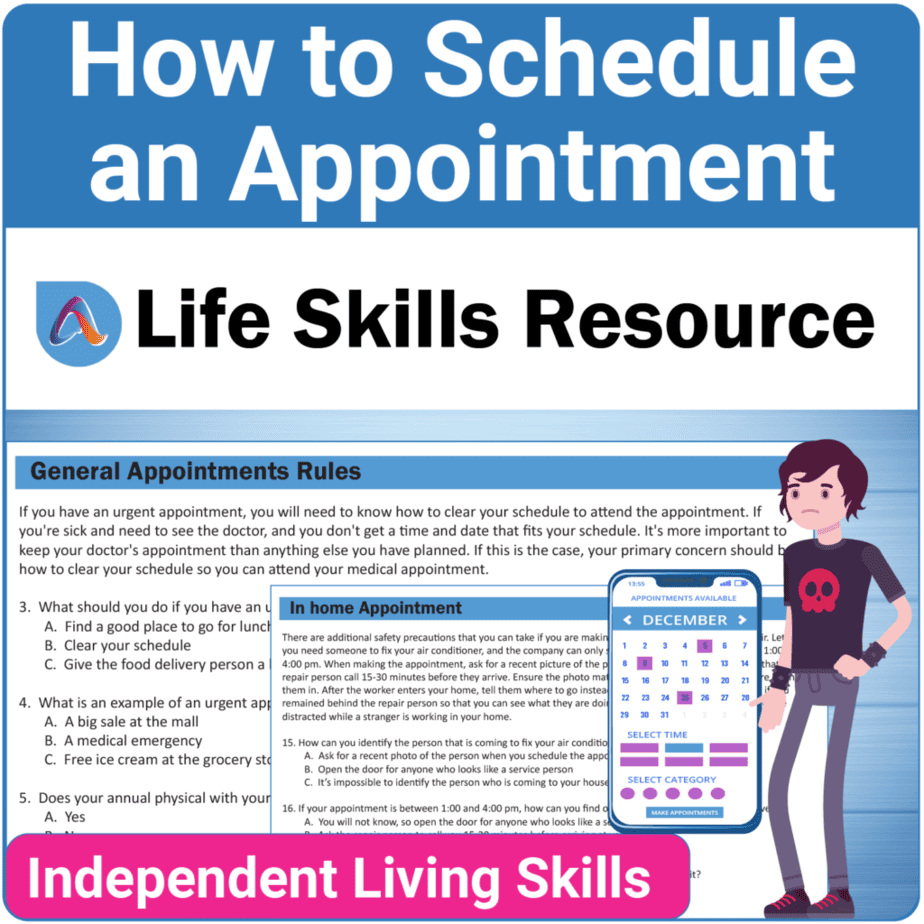 Independent Living Skills No-Prep SPED Activity - How to Schedule Appointments