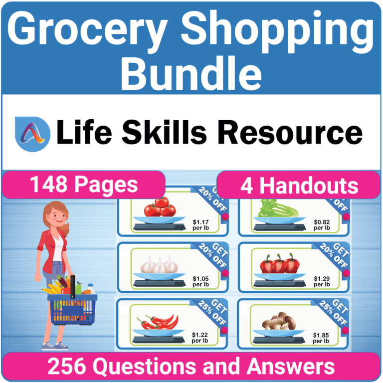 Adulting on the Spectrum Free Grocery Shopping Worksheet for Teens and Adults with Autism