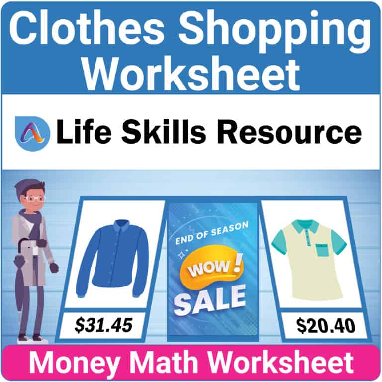 Adulting on the Spectrum Free Clothes Shopping Worksheet for Teens and Adults with Autism
