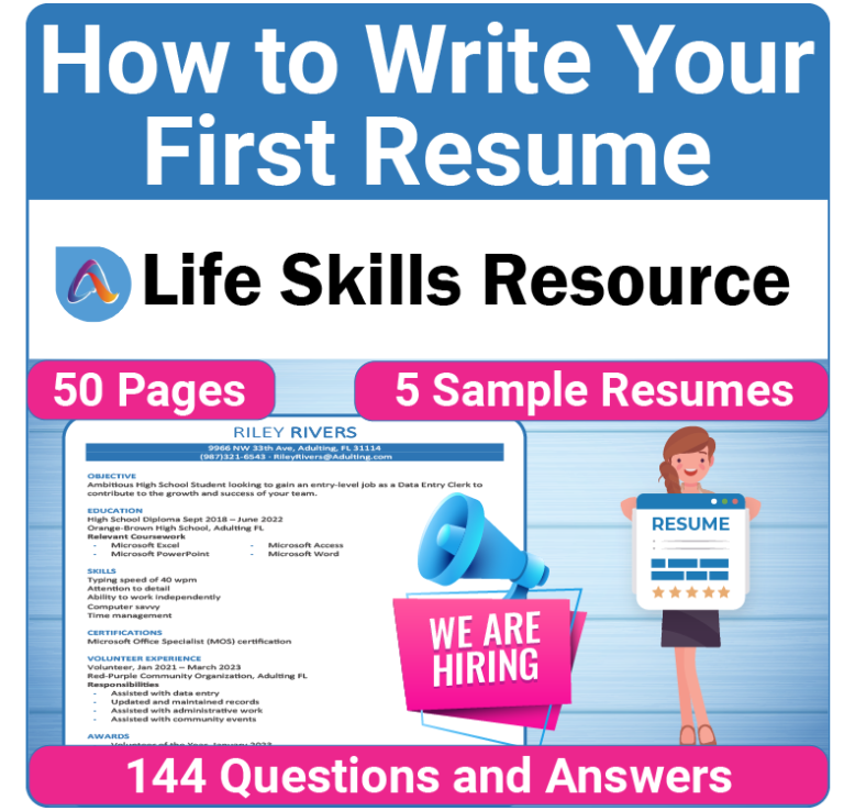 How to Write Your First Resume is a special education activity designed for teens and young adults to improve their career exploration skills.