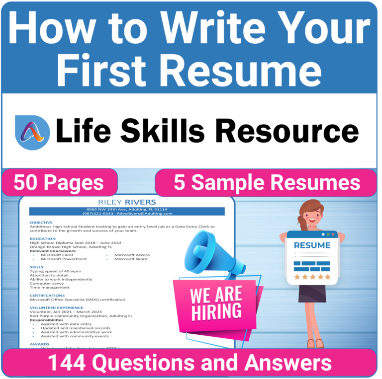 How to Write Your First Resume is a special education activity designed for teens and young adults to improve their career exploration skills.